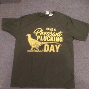 Funny tee- olive with muted yellow message. Size men’s large.